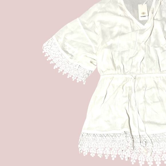 NWT Beautiful Tory Burch Swim Cover Up Tunic Dress - Large - Ivory - 3/4 Sleeve - Picture 11 of 12